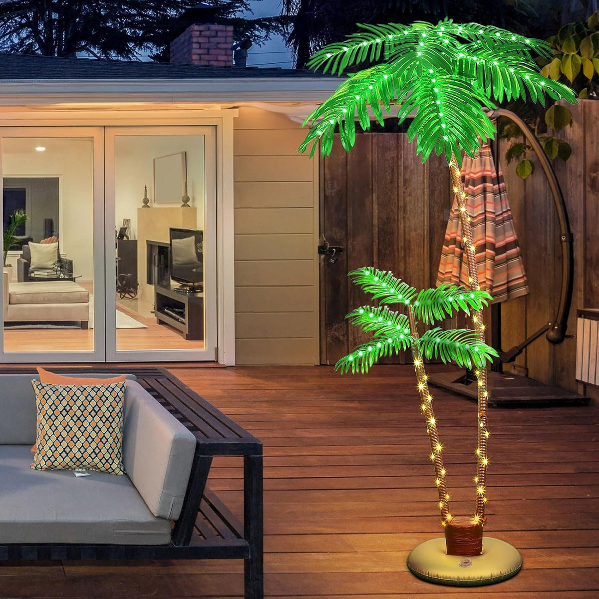 6ft Lighted Palm Tree LED Artificial Tropical Indoor/Outdoor