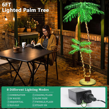 6ft Lighted Palm Tree LED Artificial Tropical Indoor/Outdoor