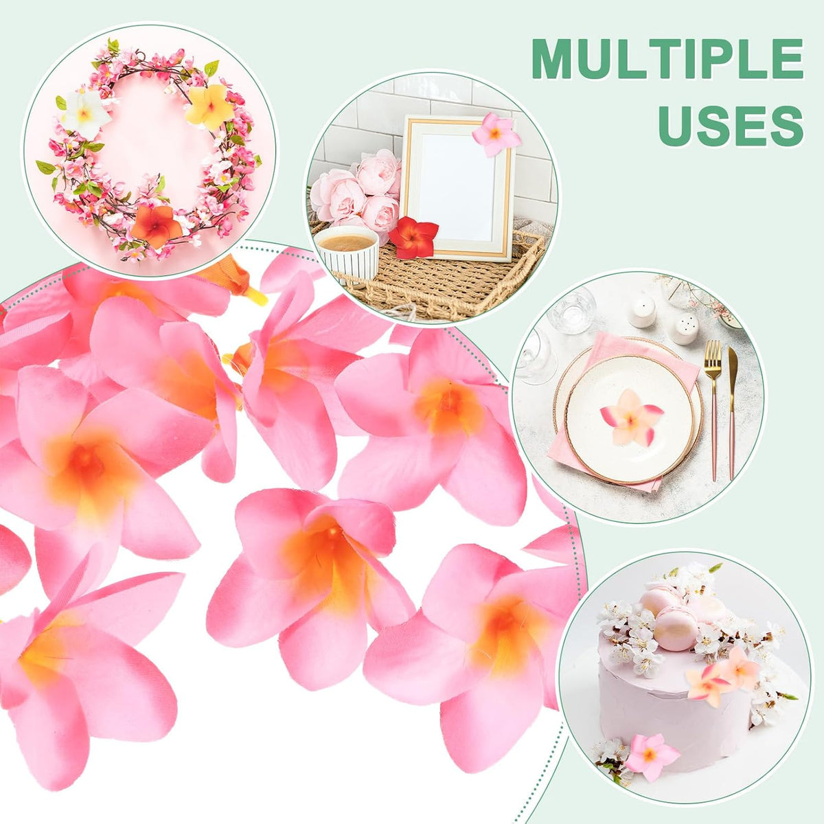20-Pack Artificial Plumeria Flowers 2.4in/6cm, Pink