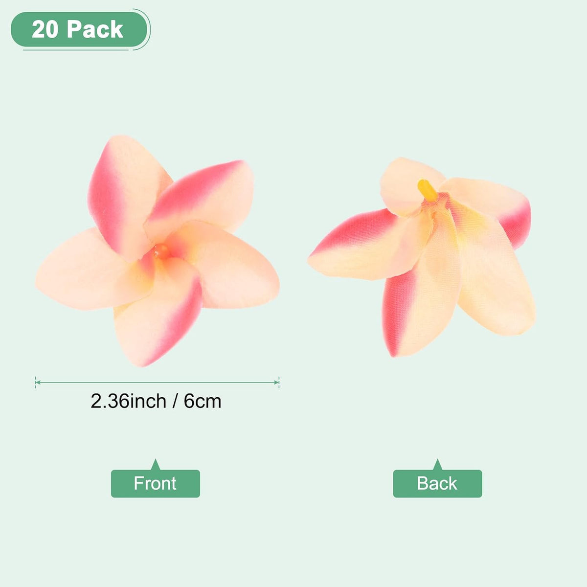 20-Pack Artificial Plumeria Flowers 2.4in/6cm, Pink