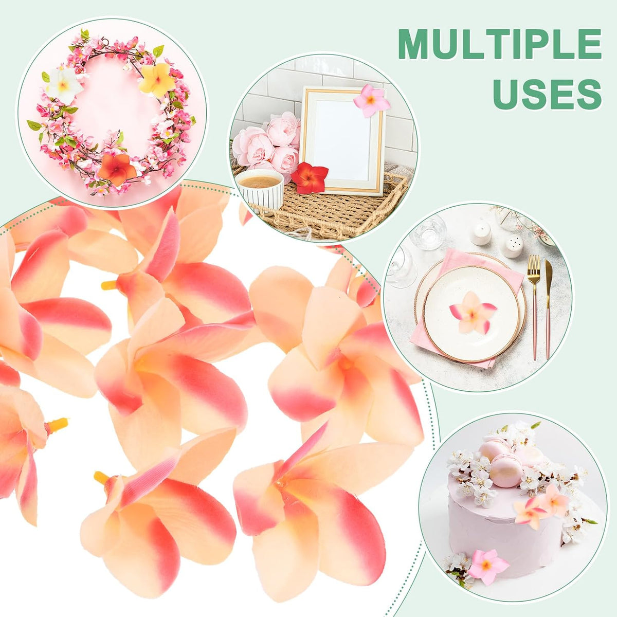 20-Pack Artificial Plumeria Flowers 2.4in/6cm, Pink