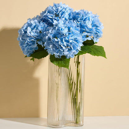 20" Real Touch Hydrangea Artificial Flowers,Blue,4PCS | Realistic Faux Hydrangea Flowers with Long Stem & Leaves for Home Decor Floral Arrangements Wedding Bouquet Centerpieces