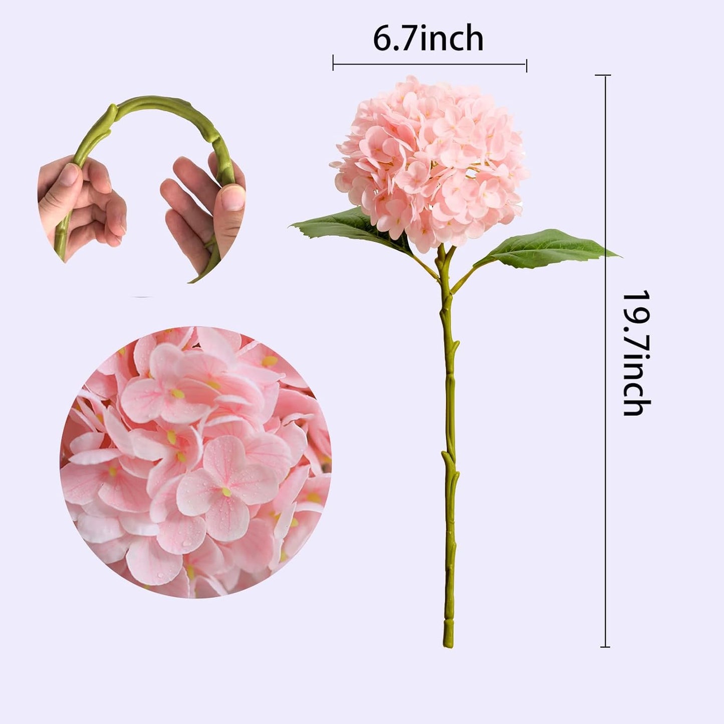 20" Real Touch Hydrangea Artificial Flowers,Blue,4PCS | Realistic Faux Hydrangea Flowers with Long Stem & Leaves for Home Decor Floral Arrangements Wedding Bouquet Centerpieces
