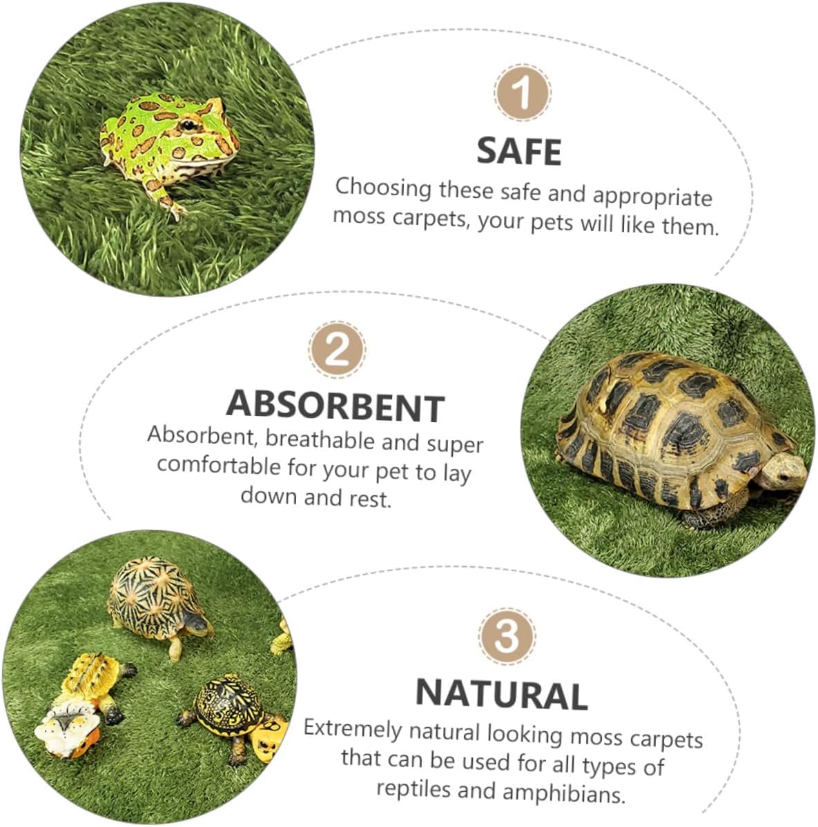2Pcs Artificial Moss Mats for Climbing Pets Reptile Carpet for Amphibians and Turtles Moisture Retaining Synthetic Grass Mat for Terrarium Habitats