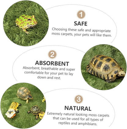 2Pcs Artificial Moss Mats for Climbing Pets Reptile Carpet for Amphibians and Turtles Moisture Retaining Synthetic Grass Mat for Terrarium Habitats