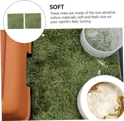 2Pcs Artificial Moss Mats for Climbing Pets Reptile Carpet for Amphibians and Turtles Moisture Retaining Synthetic Grass Mat for Terrarium Habitats