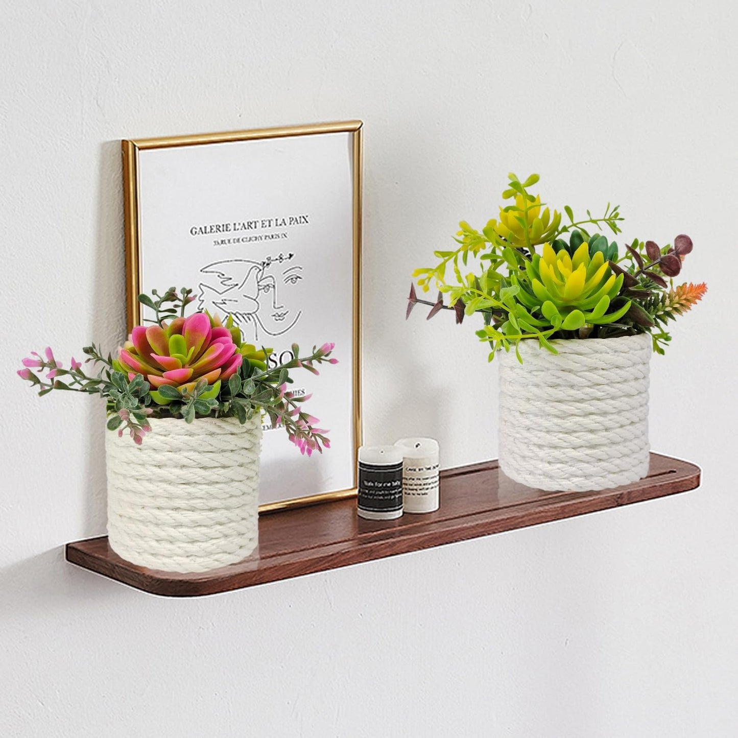 Set of 2 Fake Succulents Plants Artificial Small Succulent Plants Potted for Home Decor Indoor Table Living Room Bedroom Bathroom Shelf Women Office Desk Accessories Decoration (Green)