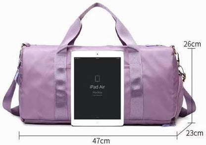 Men and Women's Travel Bag With Shoe Compartment Sports Tote Gym Bag Weekender Overnight Shoulder Bag
