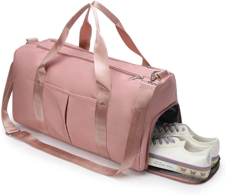 Men and Women's Travel Bag With Shoe Compartment Sports Tote Gym Bag Weekender Overnight Shoulder Bag