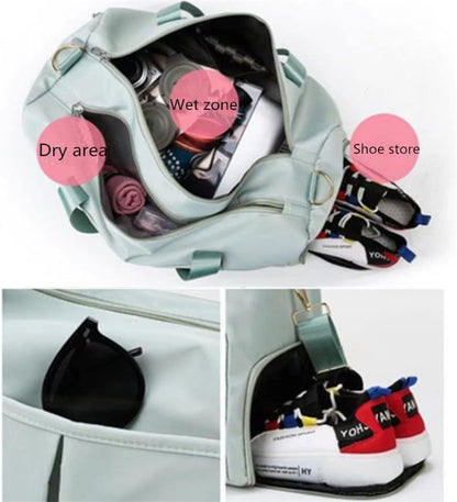 Men and Women's Travel Bag With Shoe Compartment Sports Tote Gym Bag Weekender Overnight Shoulder Bag