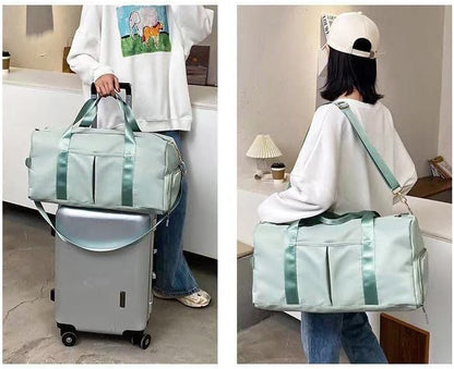 Men and Women's Travel Bag With Shoe Compartment Sports Tote Gym Bag Weekender Overnight Shoulder Bag