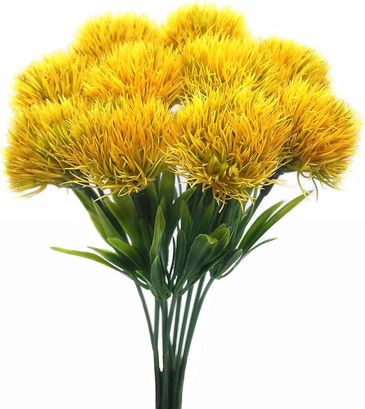 Fake Plants Dandelion Flowers Decoration, Artificial Plant Plastic Greenery Faux Outdoor Indoor Home Garden Party Room Bedroom Bathroom Office Wedding Table Centerpiece DIY Decor Yellow