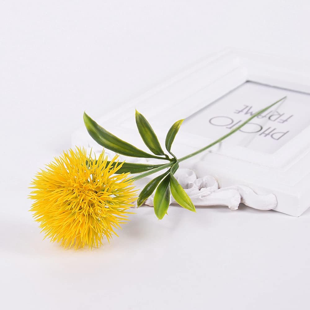 Fake Plants Dandelion Flowers Decoration, Artificial Plant Plastic Greenery Faux Outdoor Indoor Home Garden Party Room Bedroom Bathroom Office Wedding Table Centerpiece DIY Decor Yellow