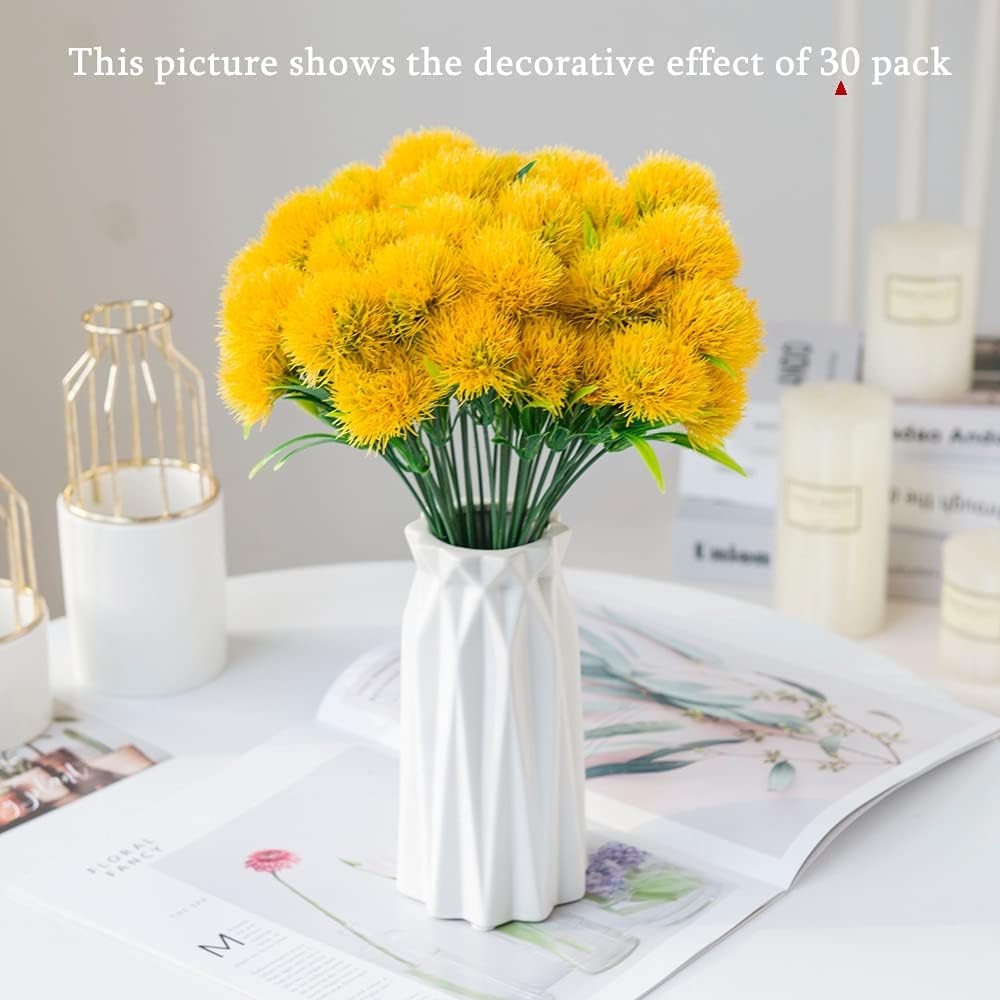Fake Plants Dandelion Flowers Decoration, Artificial Plant Plastic Greenery Faux Outdoor Indoor Home Garden Party Room Bedroom Bathroom Office Wedding Table Centerpiece DIY Decor Yellow