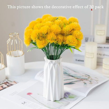 Fake Plants Dandelion Flowers Decoration, Artificial Plant Plastic Greenery Faux Outdoor Indoor Home Garden Party Room Bedroom Bathroom Office Wedding Table Centerpiece DIY Decor Yellow