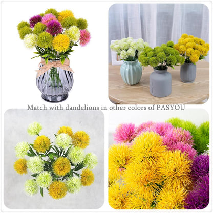 Fake Plants Dandelion Flowers Decoration, Artificial Plant Plastic Greenery Faux Outdoor Indoor Home Garden Party Room Bedroom Bathroom Office Wedding Table Centerpiece DIY Decor Yellow