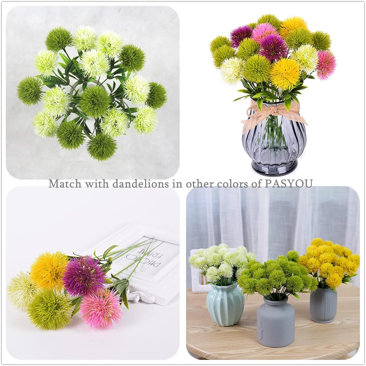 Fake Plants Dandelion Flowers Decoration, Artificial Plant Plastic Greenery Faux Outdoor Indoor Home Garden Party Room Bedroom Bathroom Office Wedding Table Centerpiece DIY Decor Yellow