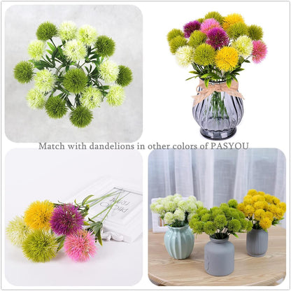 Fake Plants Dandelion Flowers Decoration, Artificial Plant Plastic Greenery Faux Outdoor Indoor Home Garden Party Room Bedroom Bathroom Office Wedding Table Centerpiece DIY Decor Yellow