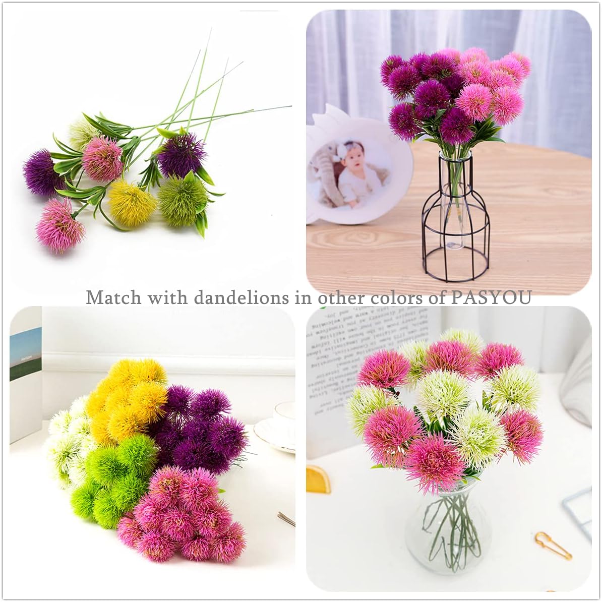 Fake Plants Dandelion Flowers Decoration, Artificial Plant Plastic Greenery Faux Outdoor Indoor Home Garden Party Room Bedroom Bathroom Office Wedding Table Centerpiece DIY Decor Yellow