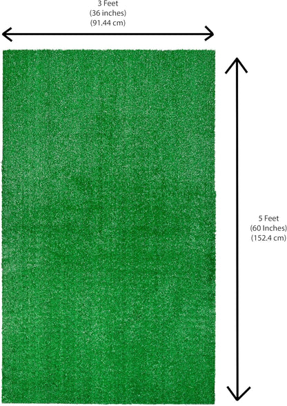 Artificial Grass 3 Ft. X 5 Ft. Large Indoor/Outdoor Area Rug Green, Durable, and Low-Maintenance for Patios, Lawns, and More