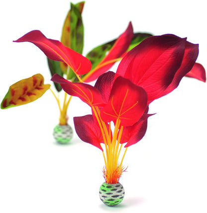 Silk Plant Set Small Green & red (46099)