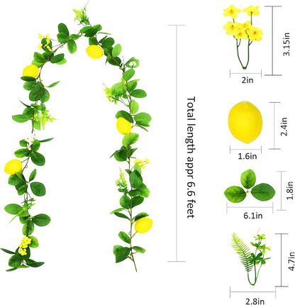 Artificial Lemon Vines Faux Lemon Garland 78.7 Inch Realistic Fake Lemons Greenery Garland Vine Hanging Swag for Wall Door Mantle Wedding Party Table Home Decoration