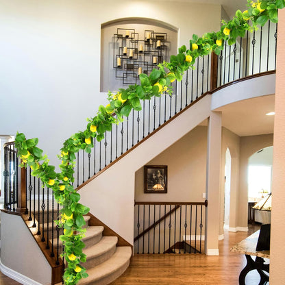 Artificial Lemon Vines Faux Lemon Garland 78.7 Inch Realistic Fake Lemons Greenery Garland Vine Hanging Swag for Wall Door Mantle Wedding Party Table Home Decoration