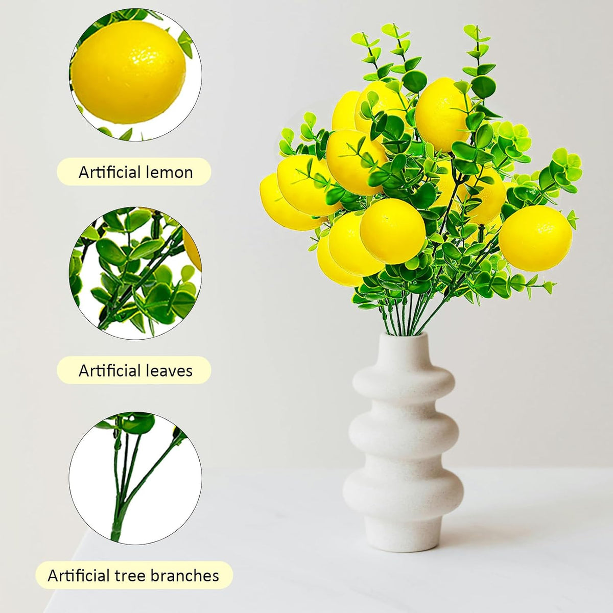 Artificial Lemon Vines Faux Lemon Garland 78.7 Inch Realistic Fake Lemons Greenery Garland Vine Hanging Swag for Wall Door Mantle Wedding Party Table Home Decoration