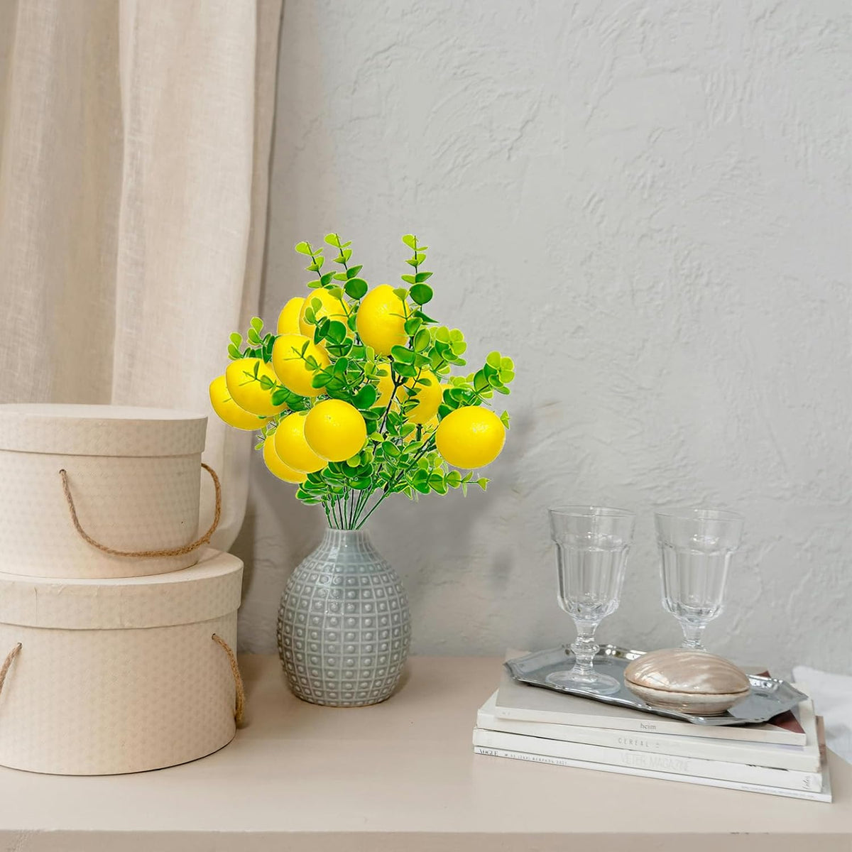 Artificial Lemon Vines Faux Lemon Garland 78.7 Inch Realistic Fake Lemons Greenery Garland Vine Hanging Swag for Wall Door Mantle Wedding Party Table Home Decoration