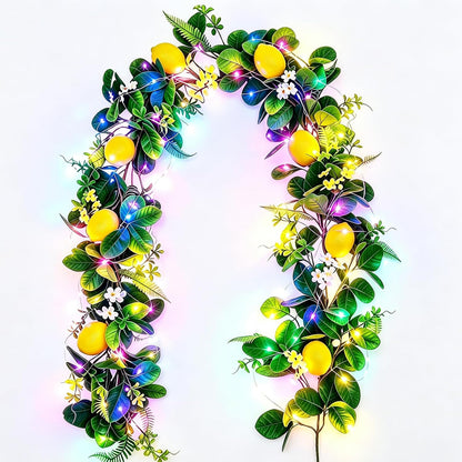Artificial Lemon Vines Faux Lemon Garland 78.7 Inch Realistic Fake Lemons Greenery Garland Vine Hanging Swag for Wall Door Mantle Wedding Party Table Home Decoration