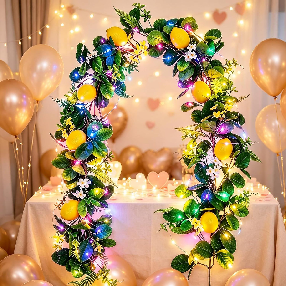 Artificial Lemon Vines Faux Lemon Garland 78.7 Inch Realistic Fake Lemons Greenery Garland Vine Hanging Swag for Wall Door Mantle Wedding Party Table Home Decoration