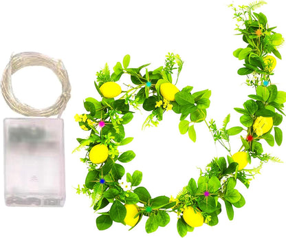 Artificial Lemon Vines Faux Lemon Garland 78.7 Inch Realistic Fake Lemons Greenery Garland Vine Hanging Swag for Wall Door Mantle Wedding Party Table Home Decoration
