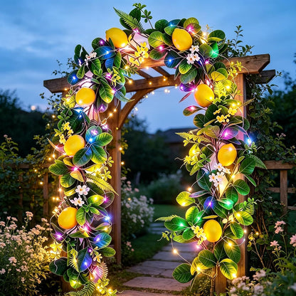 Artificial Lemon Vines Faux Lemon Garland 78.7 Inch Realistic Fake Lemons Greenery Garland Vine Hanging Swag for Wall Door Mantle Wedding Party Table Home Decoration