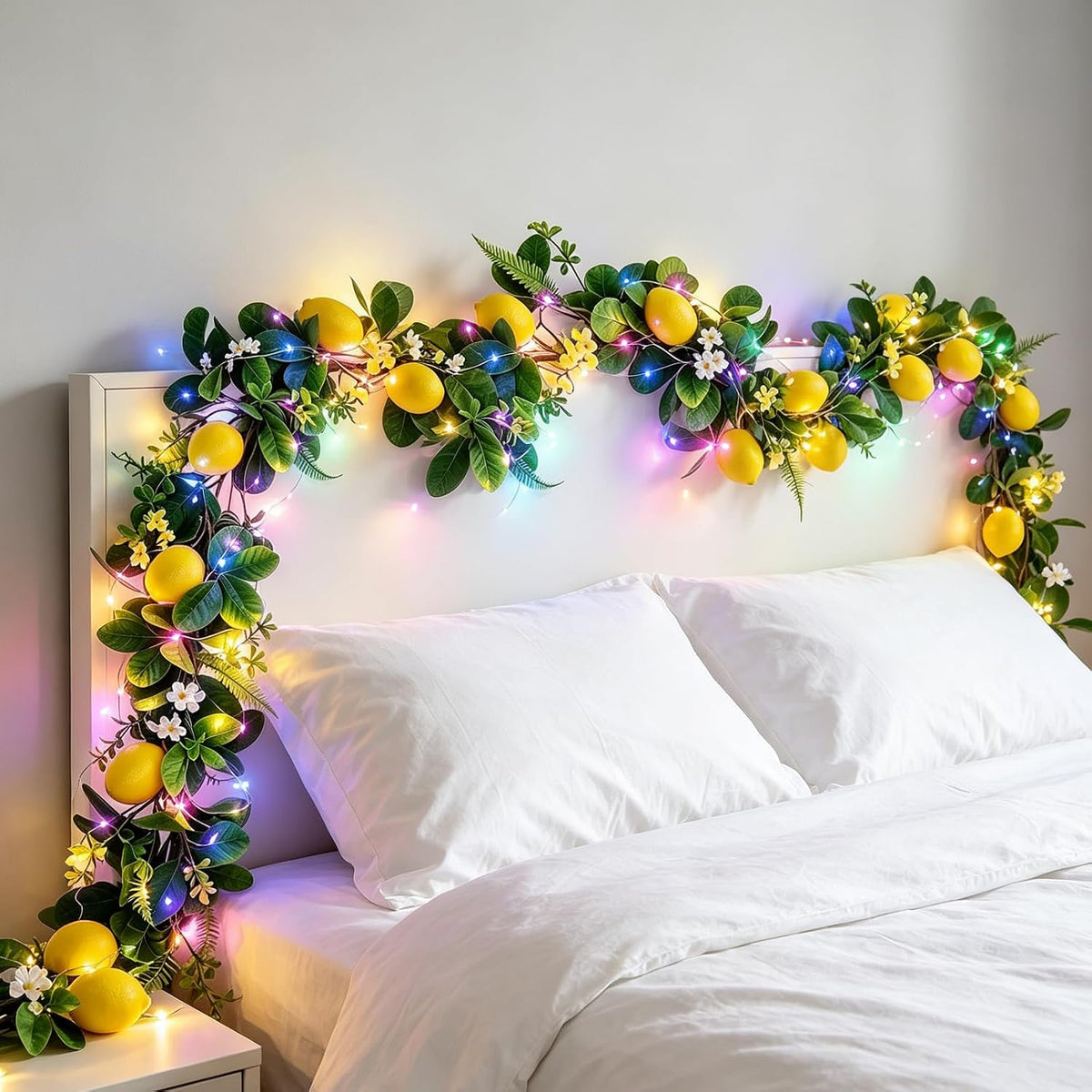 Artificial Lemon Vines Faux Lemon Garland 78.7 Inch Realistic Fake Lemons Greenery Garland Vine Hanging Swag for Wall Door Mantle Wedding Party Table Home Decoration