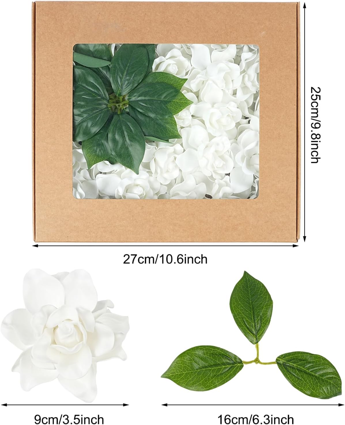 25pcs Fake Gardenia White Artificial Flowers, Real Looking Gardenia Flowers with Stems Wedding Flowers for DIY Wedding Bouquet Bridal Shower Party Home Centerpieces Floral Arrangements