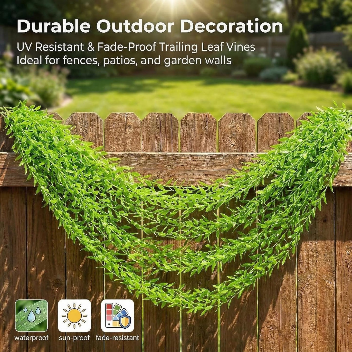 5PCS Fake Vines Artificial Plants - 3.28FT Hanging Plant Garland Wall Decor, Artificial Greenery Faux Plants Indoor Outdoor for Bedroom Living Room Bathroom Decor, Green Leaves Home Party