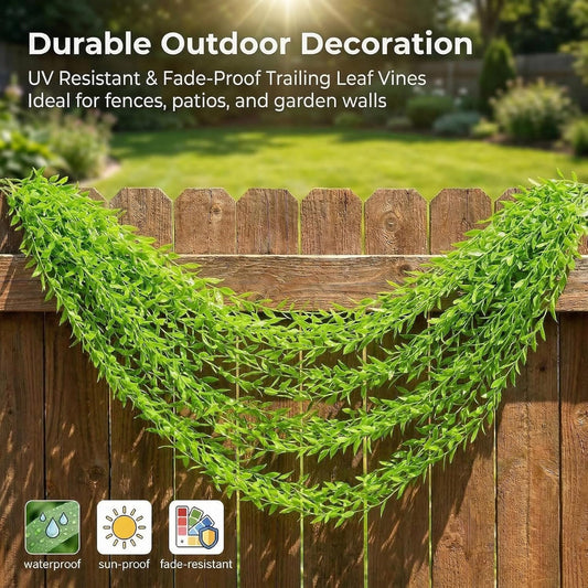 5PCS Fake Vines Artificial Plants - 3.28FT Hanging Plant Garland Wall Decor, Artificial Greenery Faux Plants Indoor Outdoor for Bedroom Living Room Bathroom Decor, Green Leaves Home Party