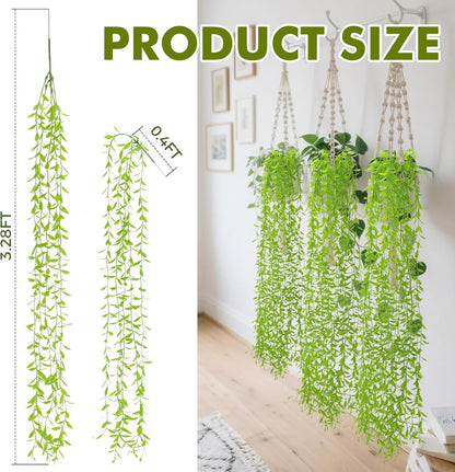 5PCS Fake Vines Artificial Plants - 3.28FT Hanging Plant Garland Wall Decor, Artificial Greenery Faux Plants Indoor Outdoor for Bedroom Living Room Bathroom Decor, Green Leaves Home Party