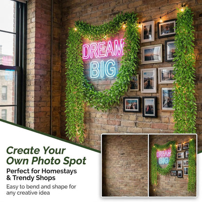5PCS Fake Vines Artificial Plants - 3.28FT Hanging Plant Garland Wall Decor, Artificial Greenery Faux Plants Indoor Outdoor for Bedroom Living Room Bathroom Decor, Green Leaves Home Party