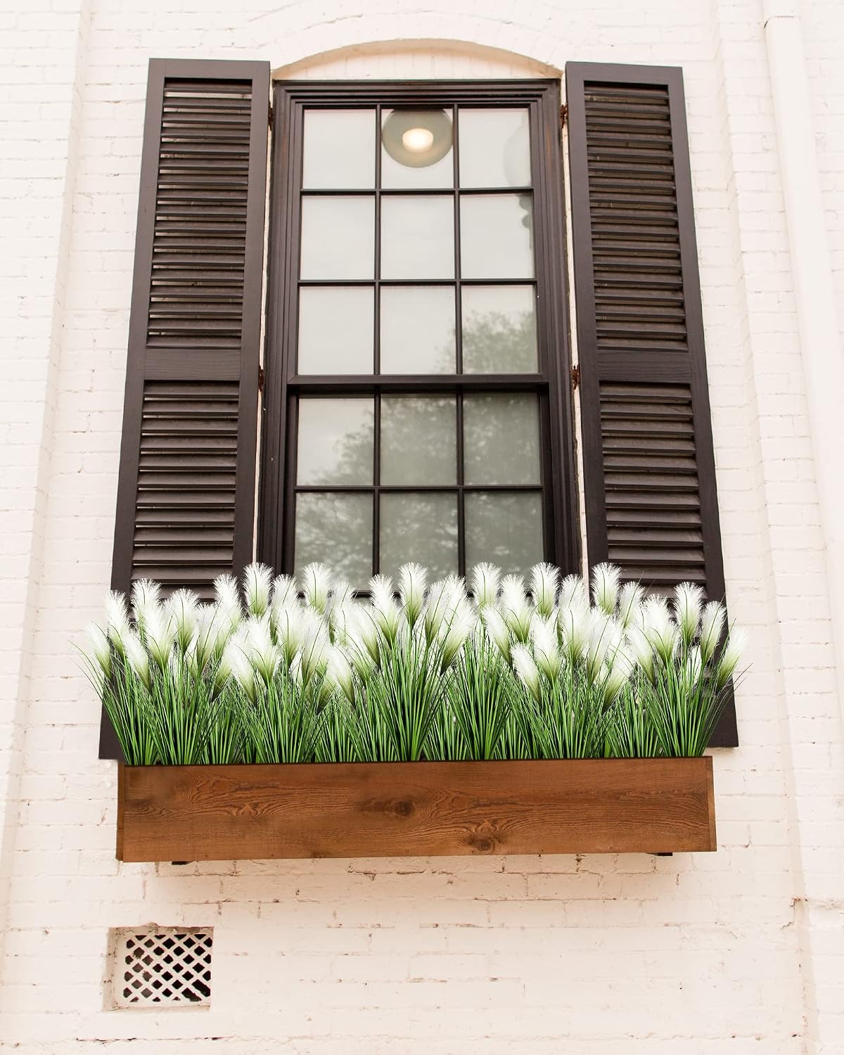 33" Artificial Plants 6 Pack Onion Tall Grass Greenery, Faux Fake Grass Shrubs Plant Flowers Wheat Grass for House Home Indoor Outdoor Office Room Gardening Indoor Décor-White