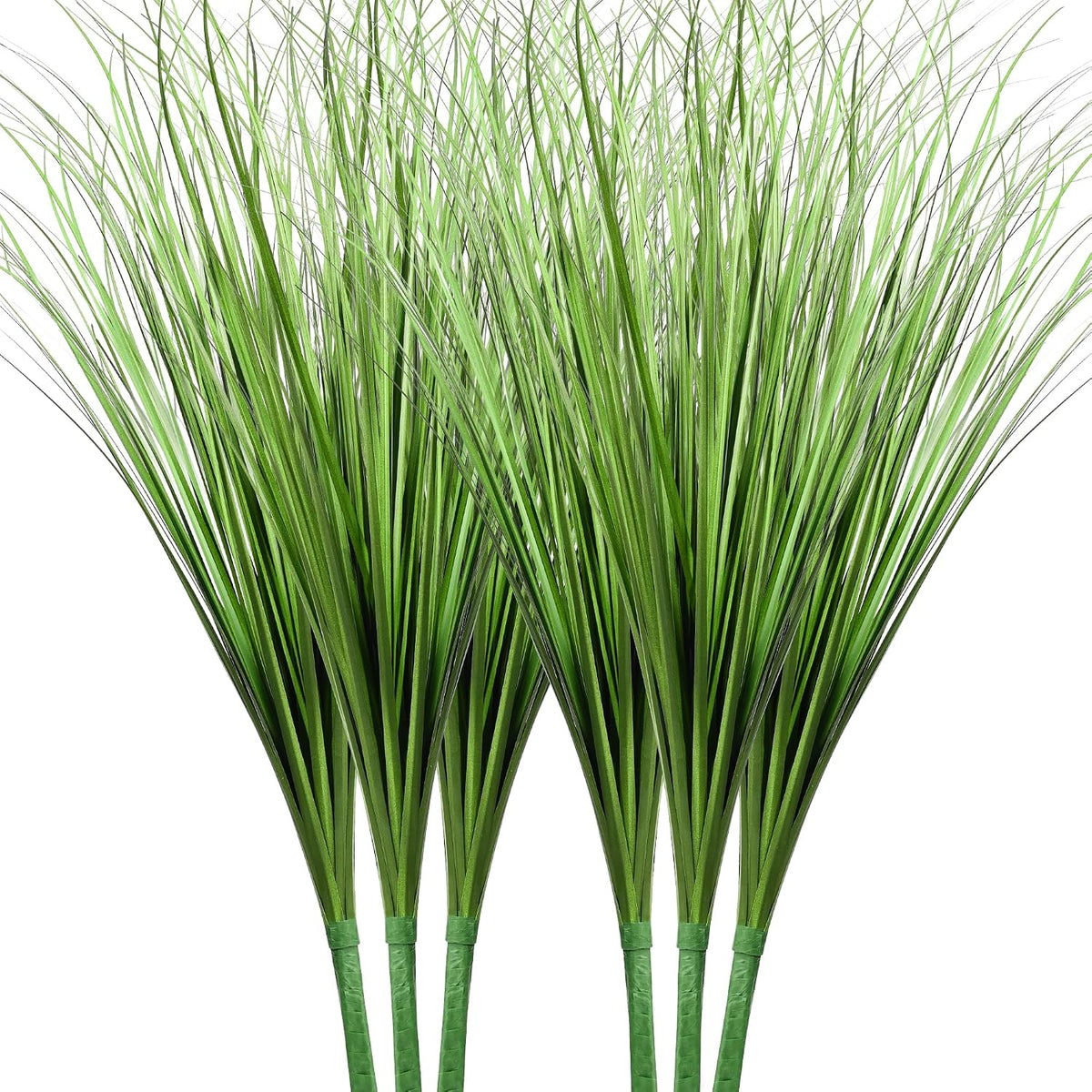 33" Artificial Plants 6 Pack Onion Tall Grass Greenery, Faux Fake Grass Shrubs Plant Flowers Wheat Grass for House Home Indoor Outdoor Office Room Gardening Indoor Décor-White