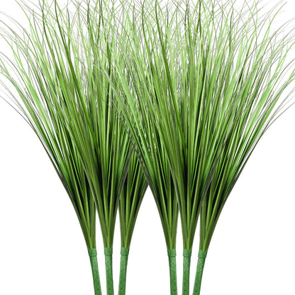 33" Artificial Plants 6 Pack Onion Tall Grass Greenery, Faux Fake Grass Shrubs Plant Flowers Wheat Grass for House Home Indoor Outdoor Office Room Gardening Indoor Décor-White