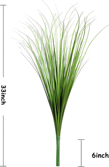 33" Artificial Plants 6 Pack Onion Tall Grass Greenery, Faux Fake Grass Shrubs Plant Flowers Wheat Grass for House Home Indoor Outdoor Office Room Gardening Indoor Décor-White