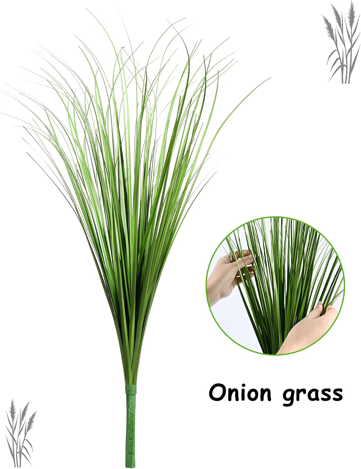33" Artificial Plants 6 Pack Onion Tall Grass Greenery, Faux Fake Grass Shrubs Plant Flowers Wheat Grass for House Home Indoor Outdoor Office Room Gardening Indoor Décor-White