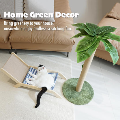 Cat Scratching Post, 36" Tall Palm Tree Cat Scratching Post, Sisal Cat Scratcher with Toy Ball for Indoor Kittens, Large Size