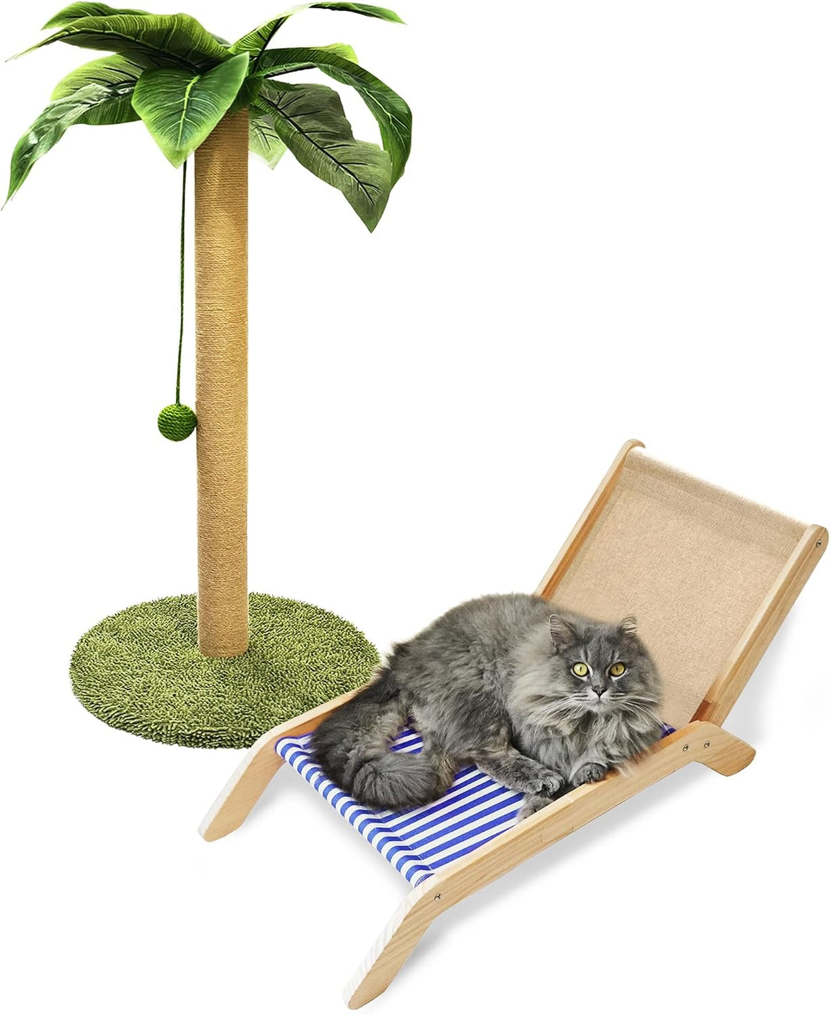 Cat Scratching Post, 36" Tall Palm Tree Cat Scratching Post, Sisal Cat Scratcher with Toy Ball for Indoor Kittens, Large Size