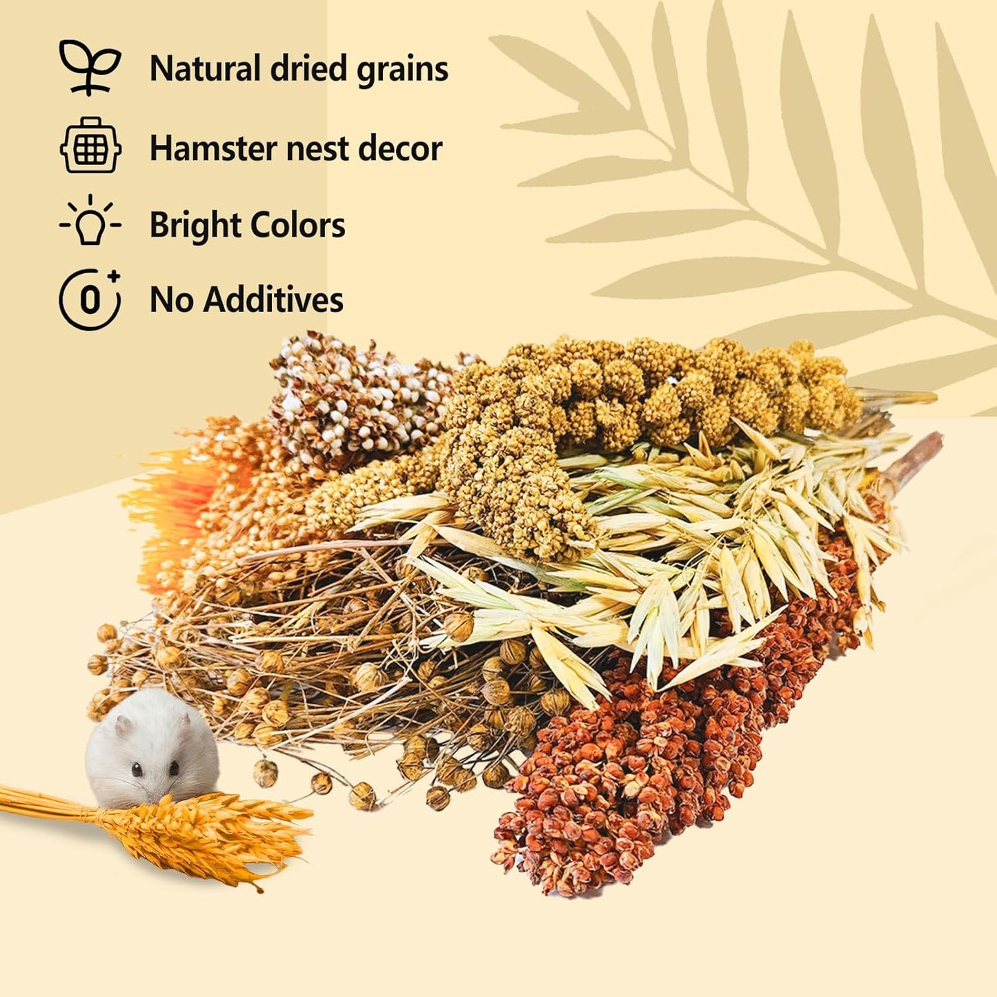 Natural Hamster Flower & Herb Habitat Deocr, Hamster Sprays Herbs Bedding Mate, Hamsters Cage Enrichment Decoration Accessories for Gerbil Dwarf Syrian Hamsters Mouse Guinea Pig Mice or Small Animals