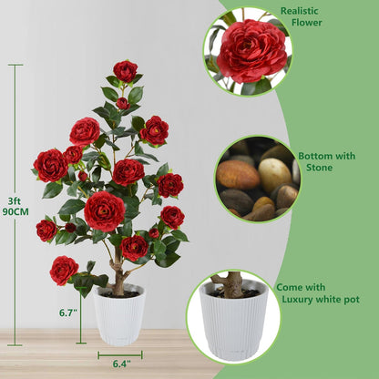Artificial Bougainvillea Tree 6ft Fake Plant with White Planter