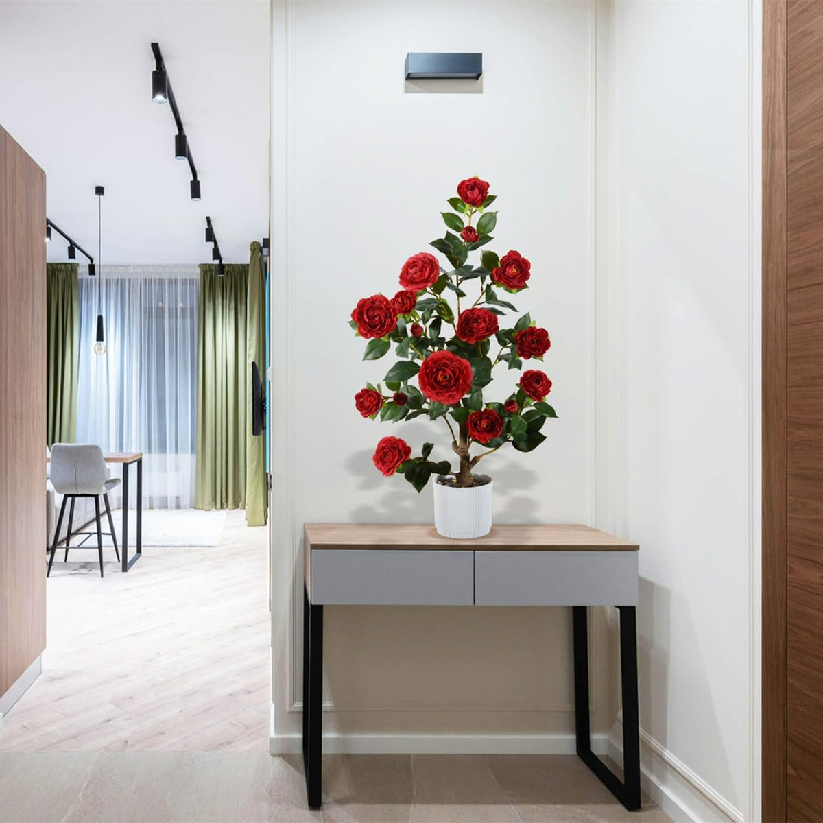 Artificial Bougainvillea Tree 6ft Fake Plant with White Planter