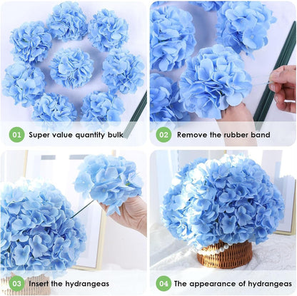 35Pcs Royal Blue Hydrangea Artificial Flowers with Stems,Realistic Silk Hydrangeas Fake Flowers for Wedding Centerpieces Bouquets DIY Floral Decor Baby Shower,Arch,Home,Party Decoration